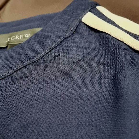J. Crew Double Stripes Crepe Top Blouse Navy Womens Size 00 - Picture 13 of 16